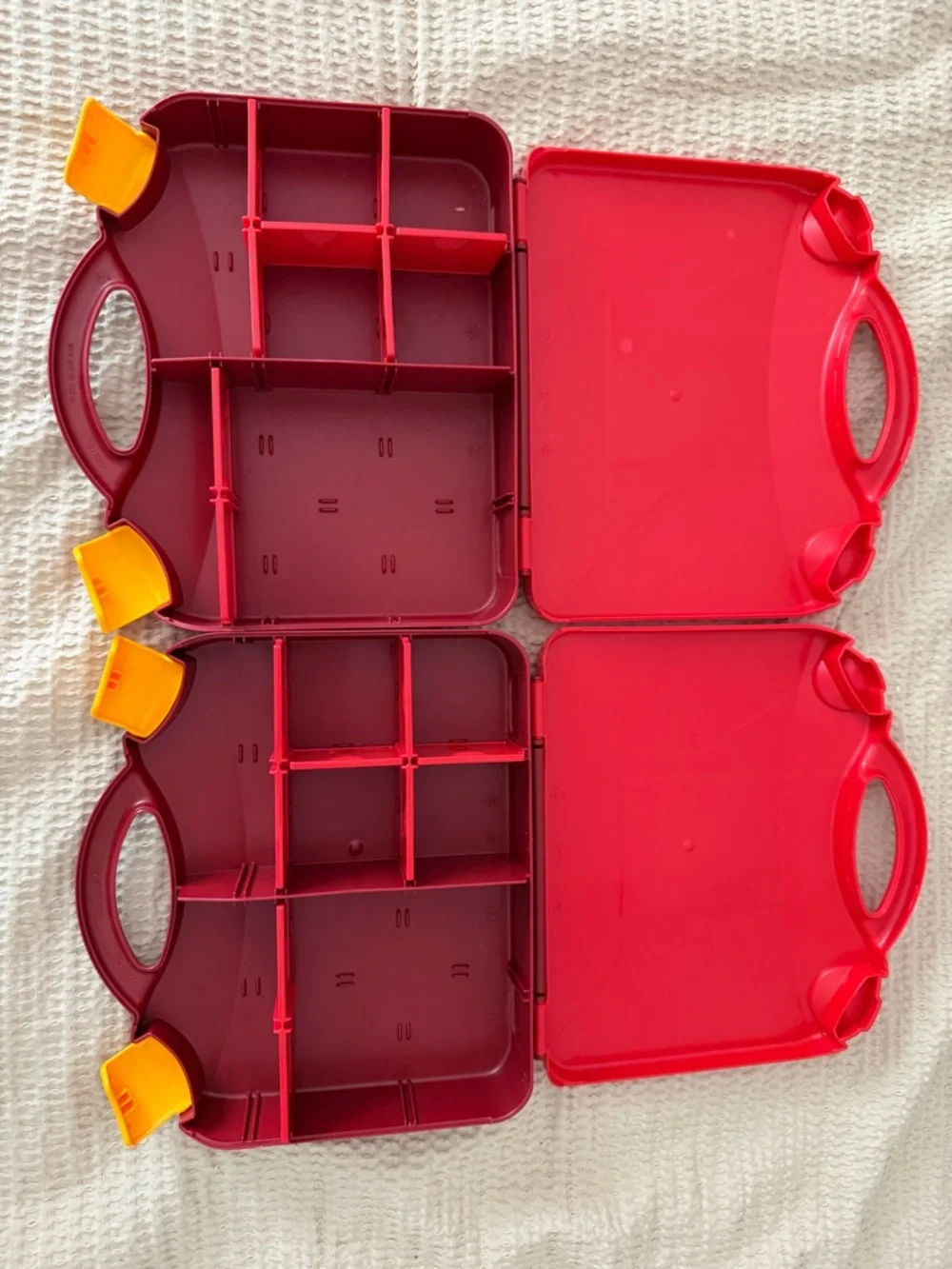 Lego Red Storage Cases with Yellow Latches (Pair) - Picture 1 of 4